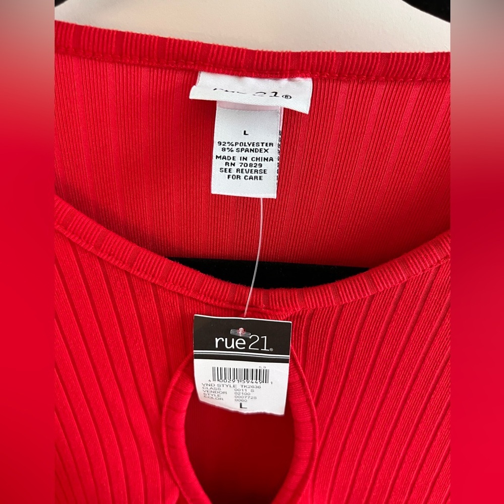 Rue 21 red scrunch crop top size large (red) (NWT) - Picture 2 of 4